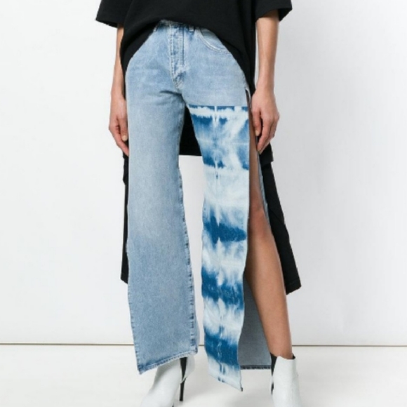 Levi's Denim - Levi's Light Wash Tie Die High Slit Denim Jean
